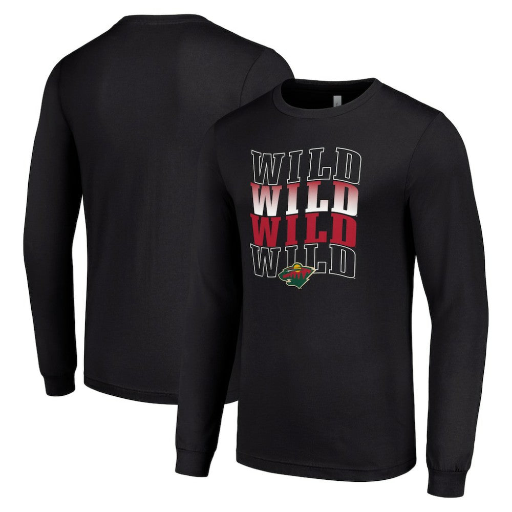 NHL Minnesota Wild Starter Four Team Name Logo Long Sleeve Graphic T-Shirt