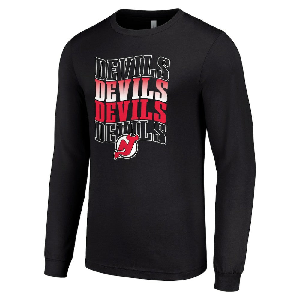 NHL New Jersey Devils Starter Four Team Name Logo Long Sleeve Graphic T-Shirt