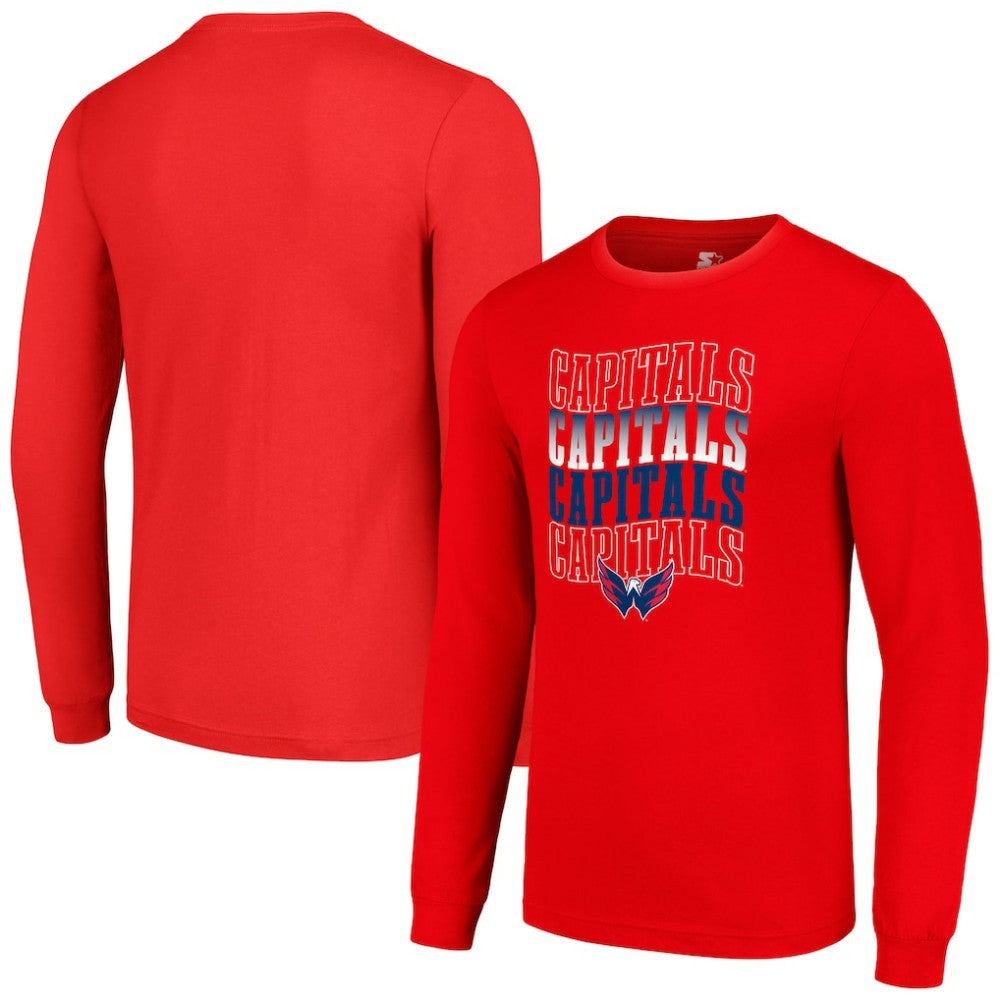 NHL Washington Capitals Starter Four Team Name Logo Long Sleeve Graphic T-Shirt