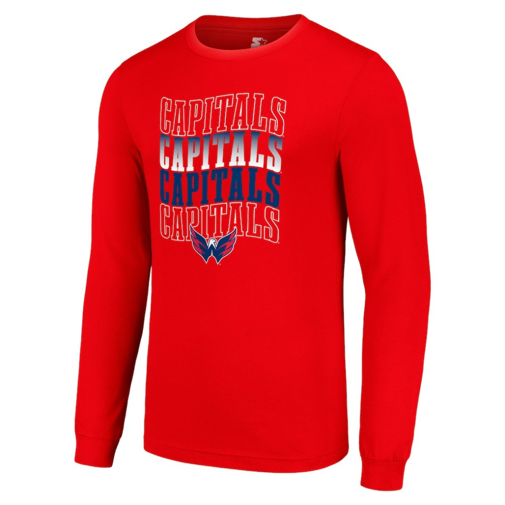 NHL Washington Capitals Starter Four Team Name Logo Long Sleeve Graphic T-Shirt