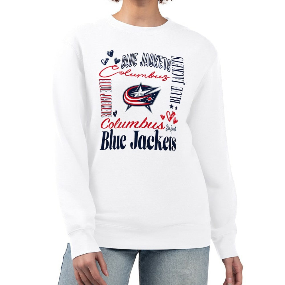 NHL Columbus Blue Jackets G-III 4Her by Carl Banks Women's Collage Graphic Fleece Long Sleeve Pullover Sweatshirt