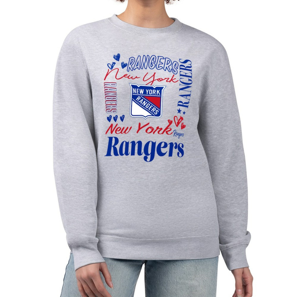 NHL New York Rangers G-III 4Her by Carl Banks Women's Collage Graphic Fleece Long Sleeve Pullover Sweatshirt