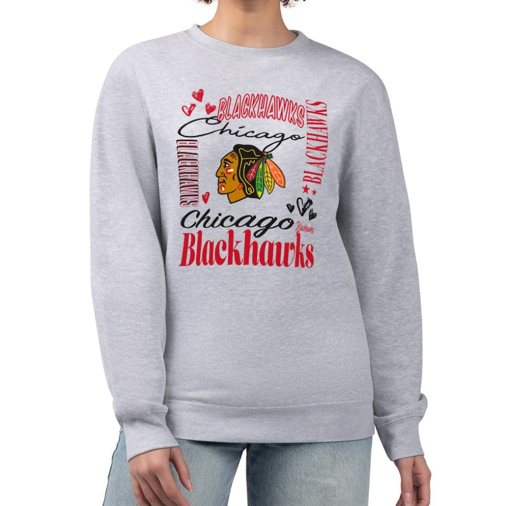 NHL Chicago Blackhawks G-III 4Her by Carl Banks Women's Collage Graphic Fleece Long Sleeve Pullover Sweatshirt