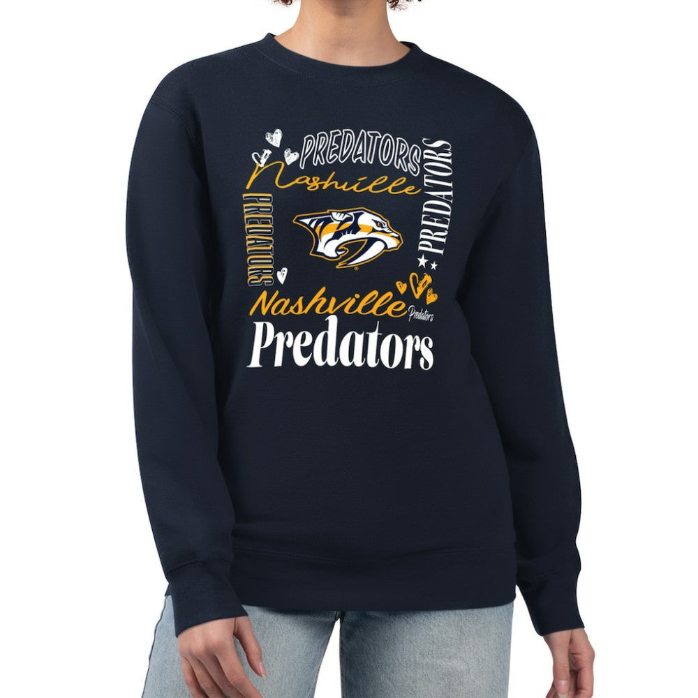 NHL Nashville Predators G-III 4Her by Carl Banks Women's Collage Graphic Fleece Long Sleeve Pullover Sweatshirt