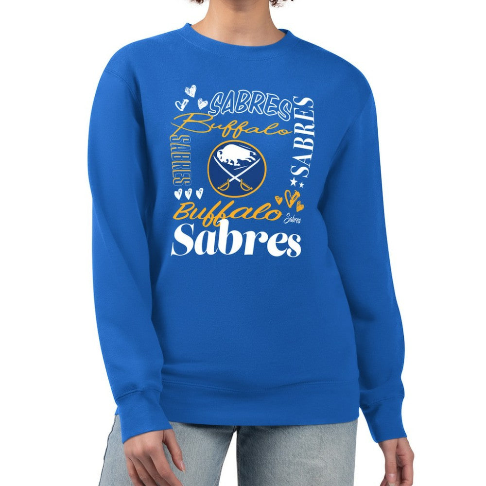NHL Buffalo Sabres G-III 4Her by Carl Banks Women's Collage Graphic Fleece Long Sleeve Pullover Sweatshirt
