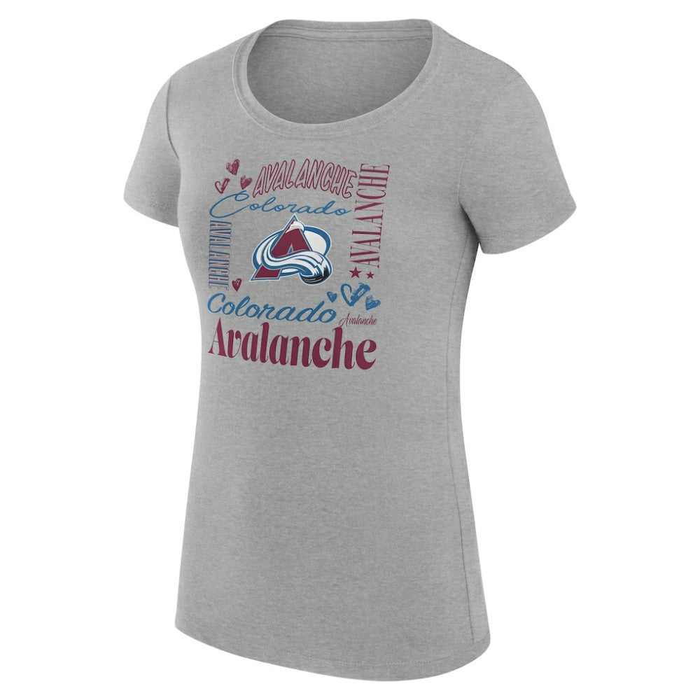NHL Colorado Avalanche G-III 4Her by Carl Banks Women's Super-Slim Fit Lightweight Collage Team Graphic T-Shirt