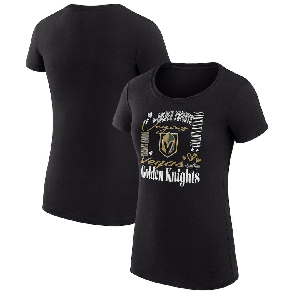 NHL Vegas Golden Knights G-III 4Her by Carl Banks Women's Super-Slim Fit Lightweight Collage Team Graphic T-Shirt