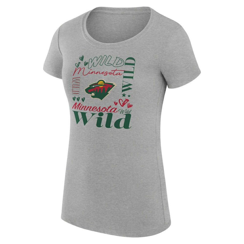NHL Minnesota Wild G-III 4Her by Carl Banks Women's Super-Slim Fit Lightweight Collage Team Graphic T-Shirt