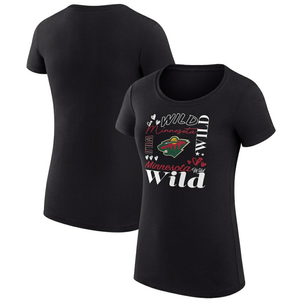 NHL Minnesota Wild G-III 4Her by Carl Banks Women's Super-Slim Fit Lightweight Collage Team Graphic T-Shirt