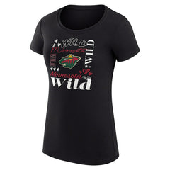 NHL Minnesota Wild G-III 4Her by Carl Banks Women's Super-Slim Fit Lightweight Collage Team Graphic T-Shirt