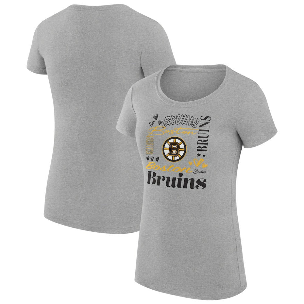 NHL Boston Bruins G-III 4Her by Carl Banks Women's Super-Slim Fit Lightweight Collage Team Graphic T-Shirt