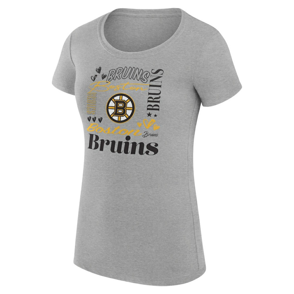 NHL Boston Bruins G-III 4Her by Carl Banks Women's Super-Slim Fit Lightweight Collage Team Graphic T-Shirt
