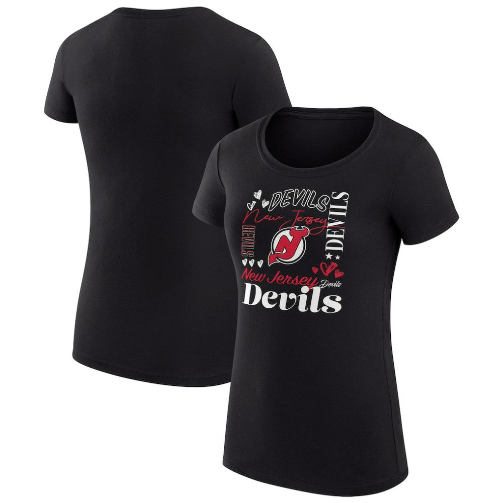 NHL New Jersey Devils G-III 4Her by Carl Banks Women's Super-Slim Fit Lightweight Collage Team Graphic T-Shirt