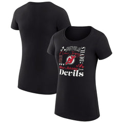 NHL New Jersey Devils G-III 4Her by Carl Banks Women's Super-Slim Fit Lightweight Collage Team Graphic T-Shirt
