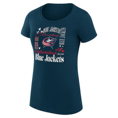 NHL Columbus Blue Jackets G-III 4Her by Carl Banks Women's Super-Slim Fit Lightweight Collage Team Graphic T-Shirt