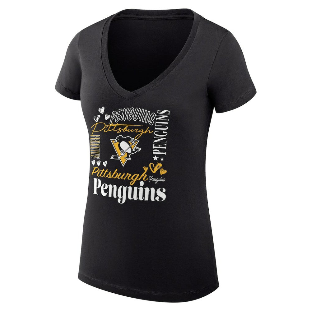 NHL Pittsburgh Penguins G-III 4Her by Carl Banks Women's Super-Slim Fit Lightweight Collage Team Graphic T-Shirt