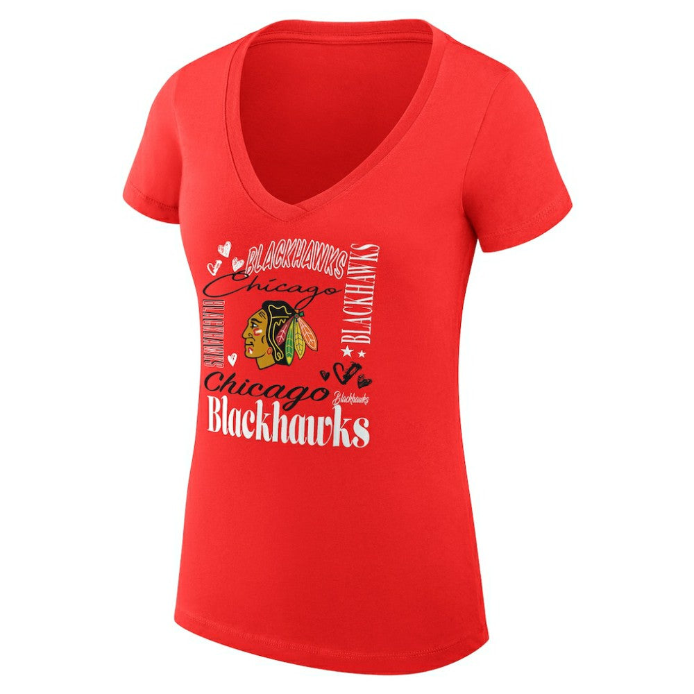 NHL Chicago Blackhawks G-III 4Her by Carl Banks Women's Super-Slim Fit Lightweight Collage Team Graphic T-Shirt