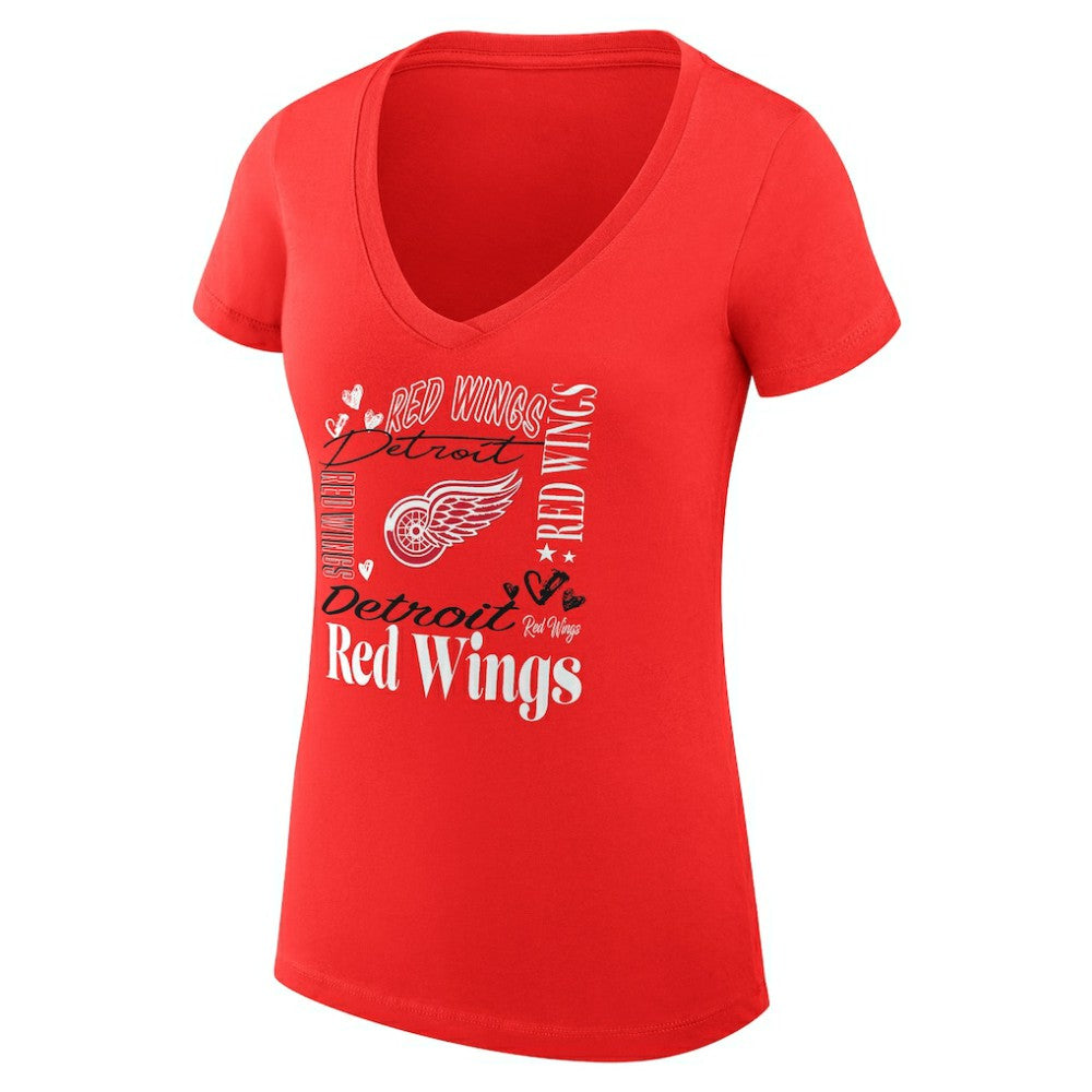 NHL Detroit Red Wings G-III 4Her by Carl Banks Women's Super-Slim Fit Lightweight Collage Team Graphic T-Shirt