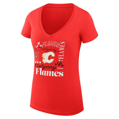 NHL Calgary Flames G-III 4Her by Carl Banks Women's Super-Slim Fit Lightweight Collage Team Graphic T-Shirt