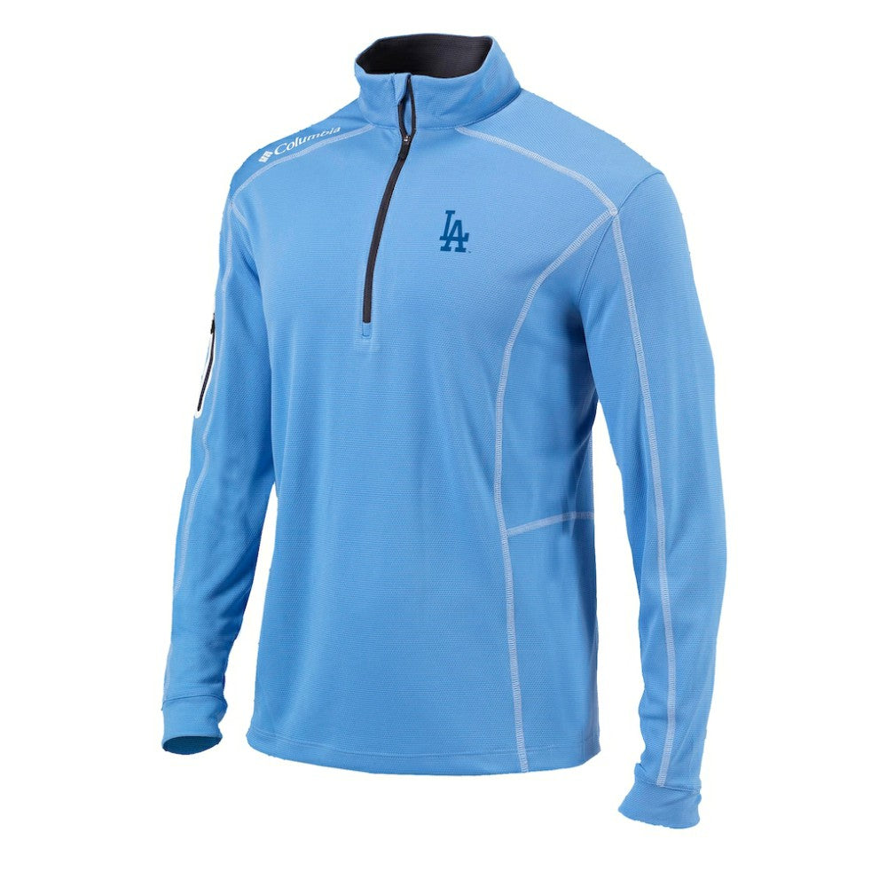 Light Blue Los Angeles Dodgers Columbia Cooperstown Collection Omni-Wick Shotgun Quarter-Zip Top