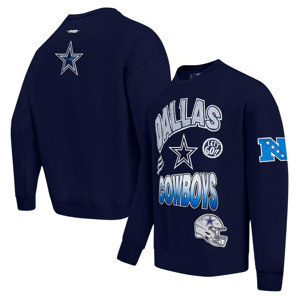 Pro Standard Turn It Up Drop Shoulder Pullover Sweatshirt - Dallas Cowboys Pullover