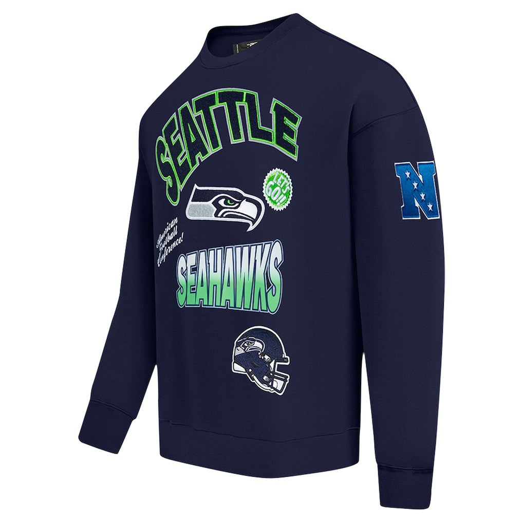 Pro Standard Turn It Up Drop Shoulder Pullover Sweatshirt - Seattle Seahawks Pullover
