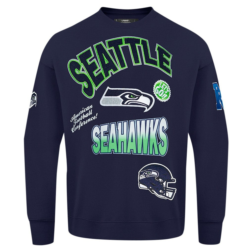 Pro Standard Turn It Up Drop Shoulder Pullover Sweatshirt - Seattle Seahawks Pullover