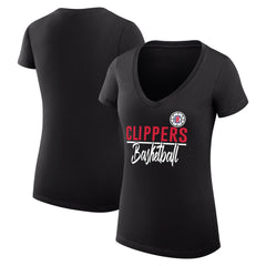 LA Clippers G-III 4Her by Carl Banks Women's Super-Slim Fit Lightweight Team Sport V-Neck T-Shirt