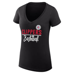 LA Clippers G-III 4Her by Carl Banks Women's Super-Slim Fit Lightweight Team Sport V-Neck T-Shirt