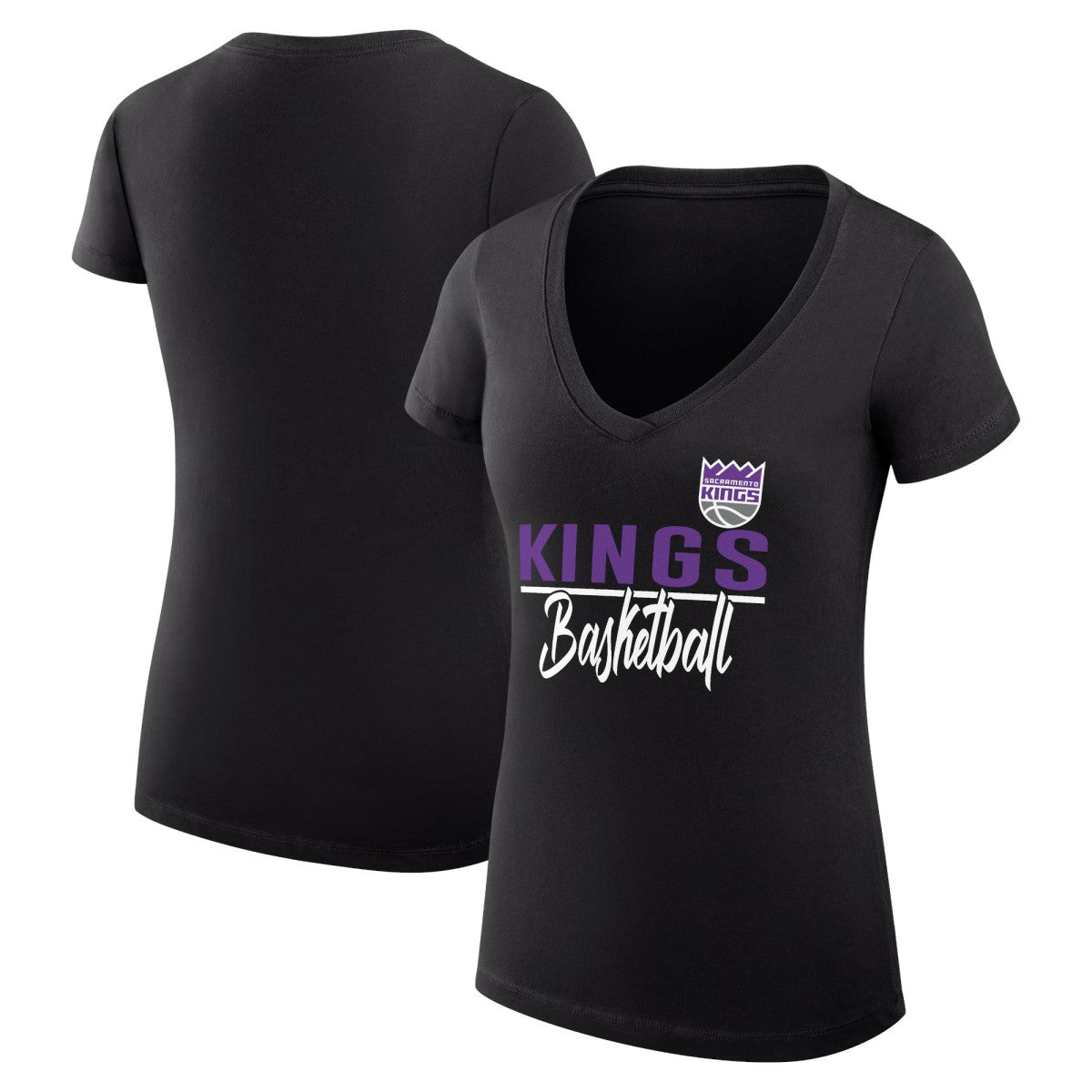 Sacramento Kings G-III 4Her by Carl Banks Women's Super-Slim Fit Lightweight Team Sport V-Neck T-Shirt