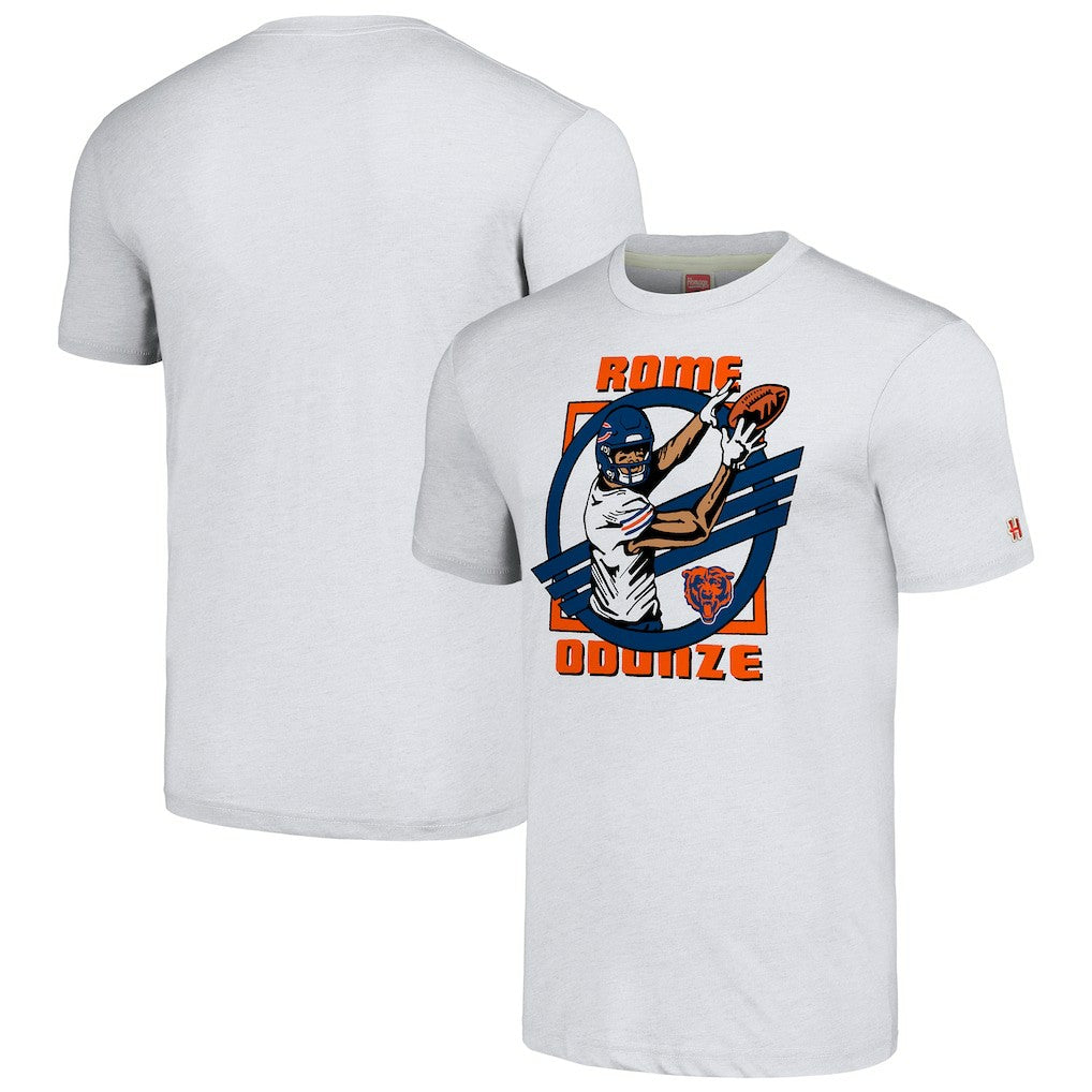 Rome Odunze  Homage Unisex Caricature Player Tri-Blend T-Shirt - Chicago Bears T-shirts