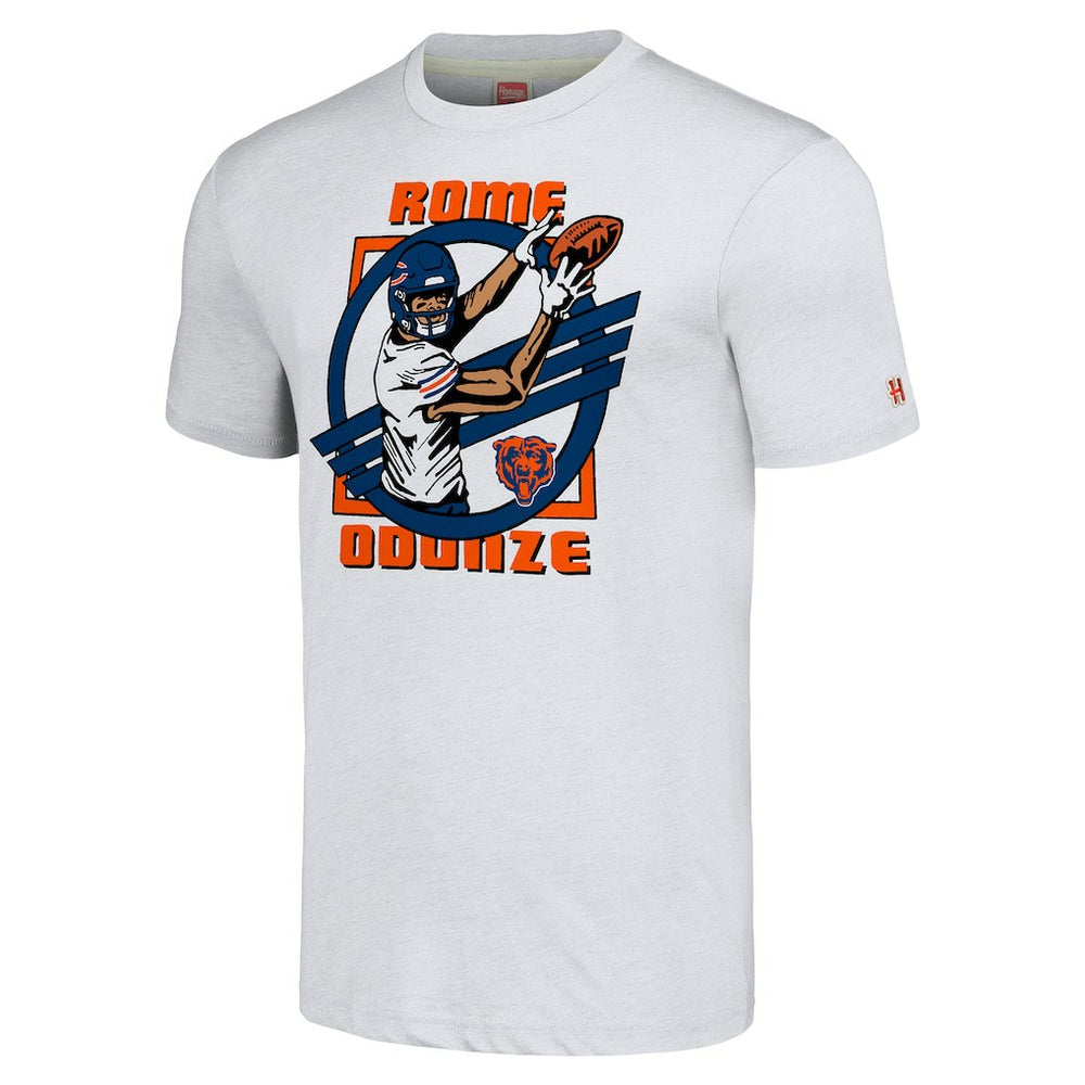 Rome Odunze  Homage Unisex Caricature Player Tri-Blend T-Shirt - Chicago Bears T-shirts