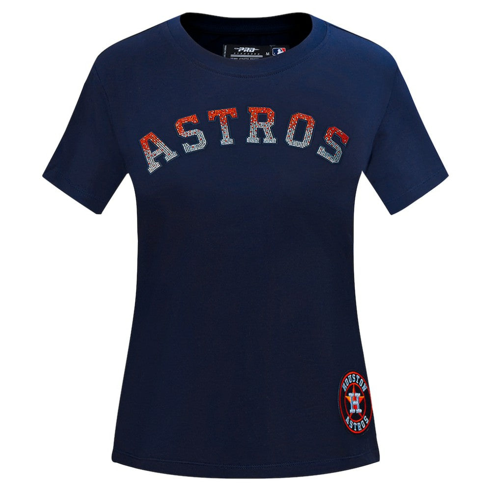 Navy Houston Astros Pro Standard Women's Rhinestone Slim Fit T-Shirt