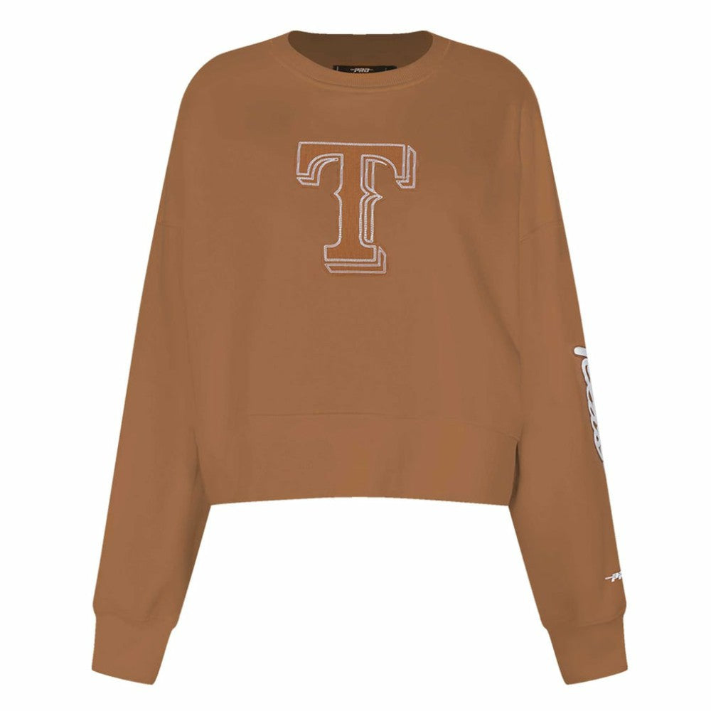Brown Texas Rangers Pro Standard Women's Paint The City Pullover Cropped Sweatshirt