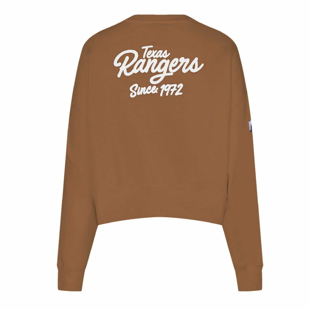 Brown Texas Rangers Pro Standard Women's Paint The City Pullover Cropped Sweatshirt