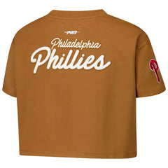 Brown Philadelphia Phillies Pro Standard Women's Paint The City Cropped Boxy T-Shirt