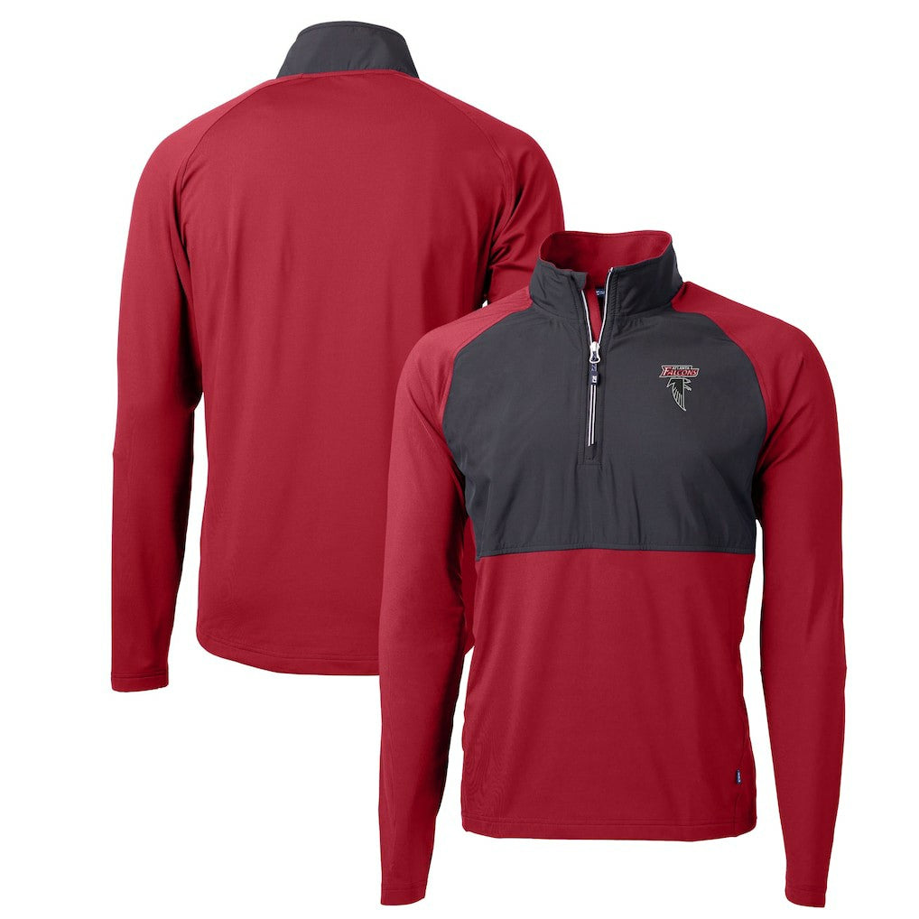 Cutter & Buck Adapt Eco Knit Hybrid Recycled Raglan DryTec Quarter-Zip Top - Atlanta Falcons Tops