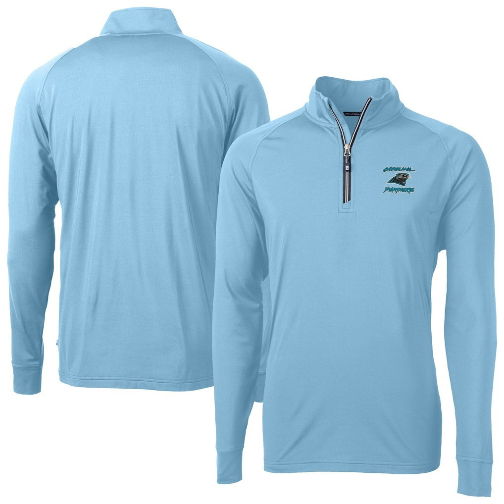 Cutter & Buck Adapt Eco Knit Stretch Recycled Raglan Quarter-Zip DryTec Top - Carolina Panthers Tops