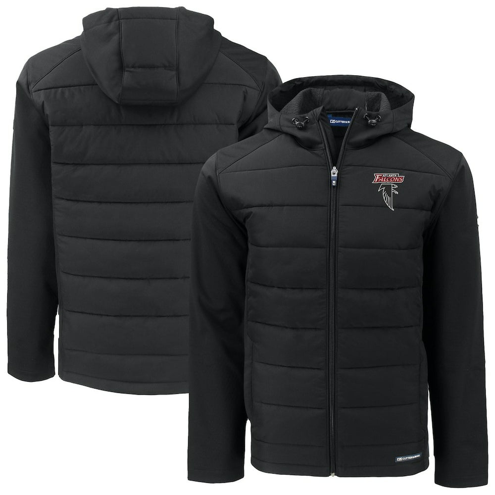Cutter & Buck Evoke Hybrid Eco Softshell Recycled Full-Zip Hoodie Jacket - Atlanta Falcons Hoodies