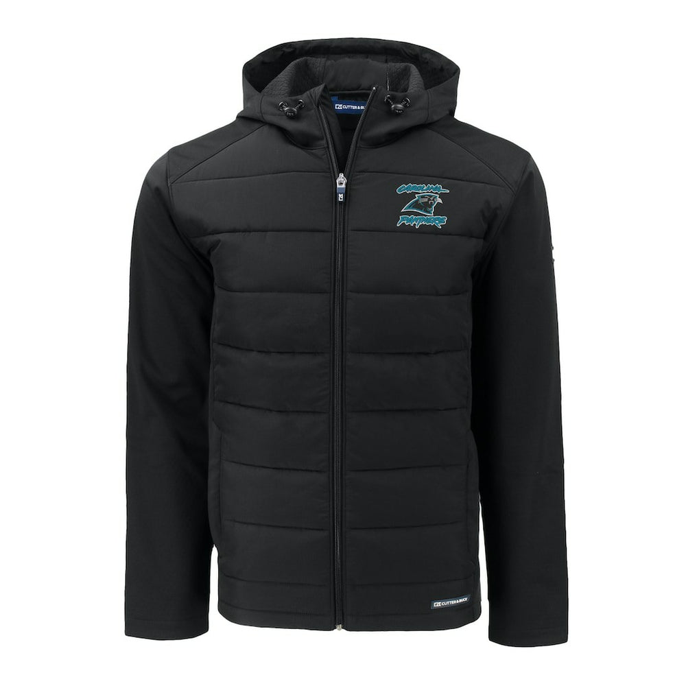 Cutter & Buck Evoke Hybrid Eco Softshell Recycled Full-Zip Hoodie Jacket - Carolina Panthers Hoodies