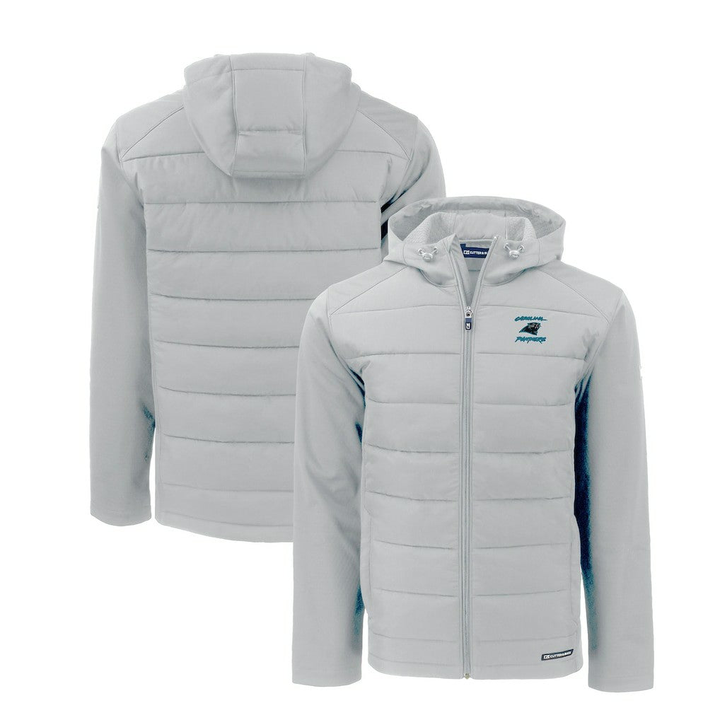 Cutter & Buck Evoke Hybrid Eco Softshell Recycled Full-Zip Hoodie Jacket - Carolina Panthers Hoodies