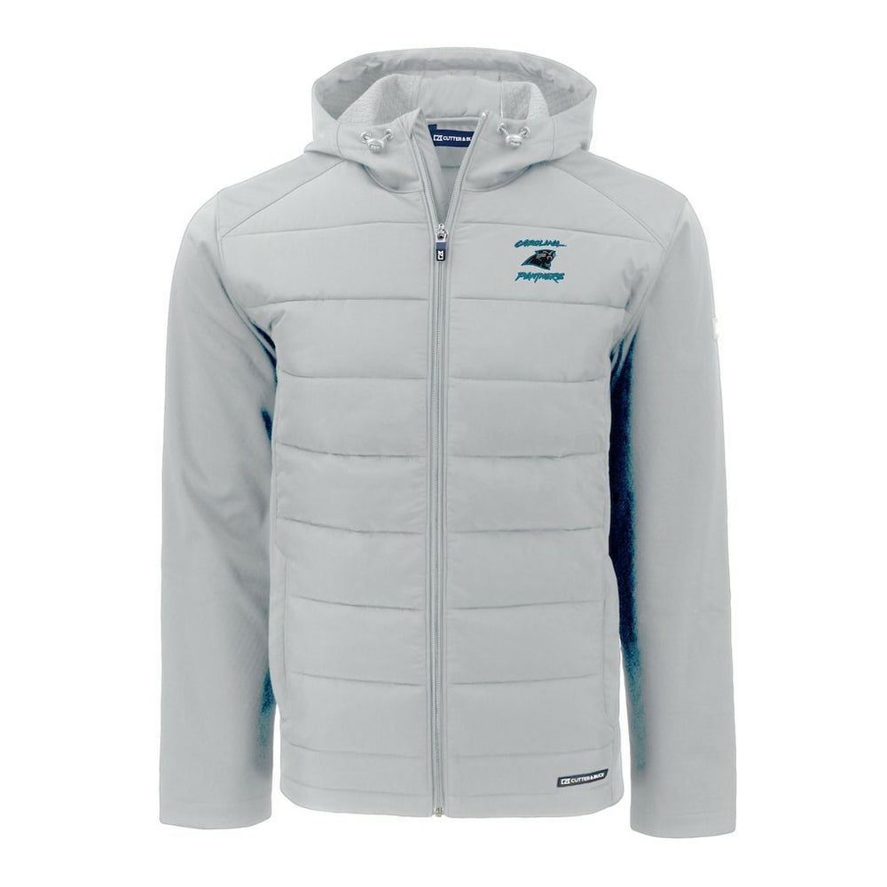 Cutter & Buck Evoke Hybrid Eco Softshell Recycled Full-Zip Hoodie Jacket - Carolina Panthers Hoodies