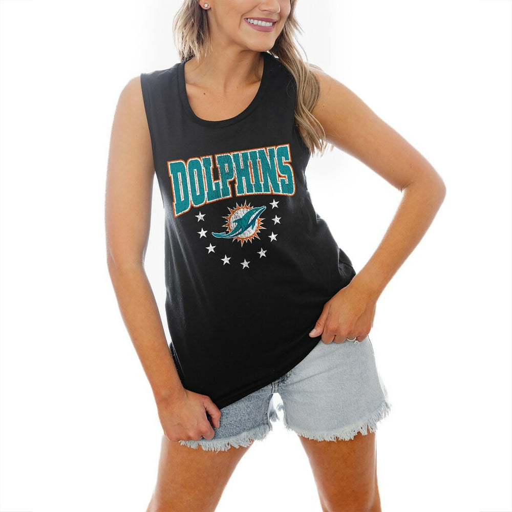Gameday Couture Women's Baby You're A Star Racerback Scoop Neck Tapered Tank Top - Miami Dolphins Tops