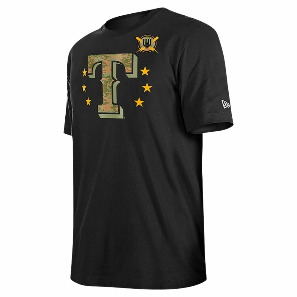 Black Texas Rangers New Era 2024 Armed Forces Day T-Shirt