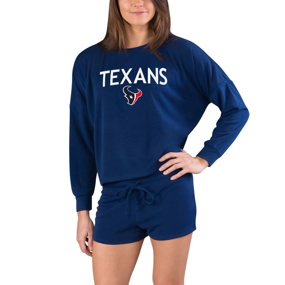 Concepts Sport Women's Gather Long Sleeve Top & Shorts Set - Houston Texans Tops