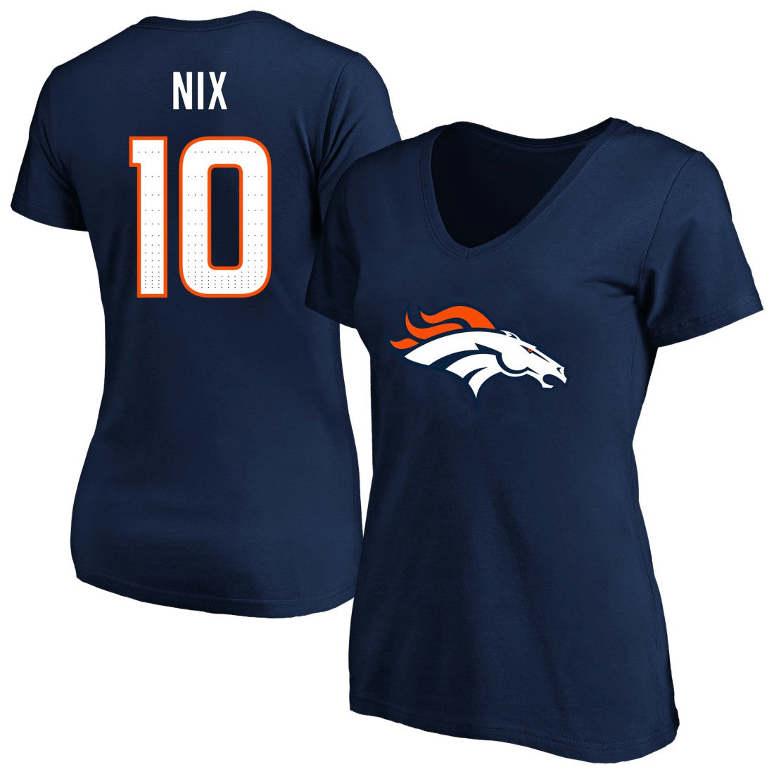 Bo Nix  Women's Plus Size Name & Number V-Neck T-Shirt - Denver Broncos T-shirts