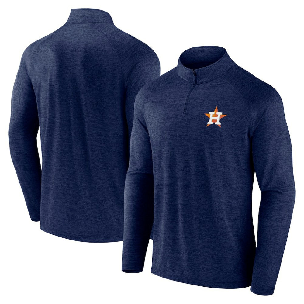 Navy Houston Astros Fanatics Head-to-Head Raglan Quarter-Zip Jacket