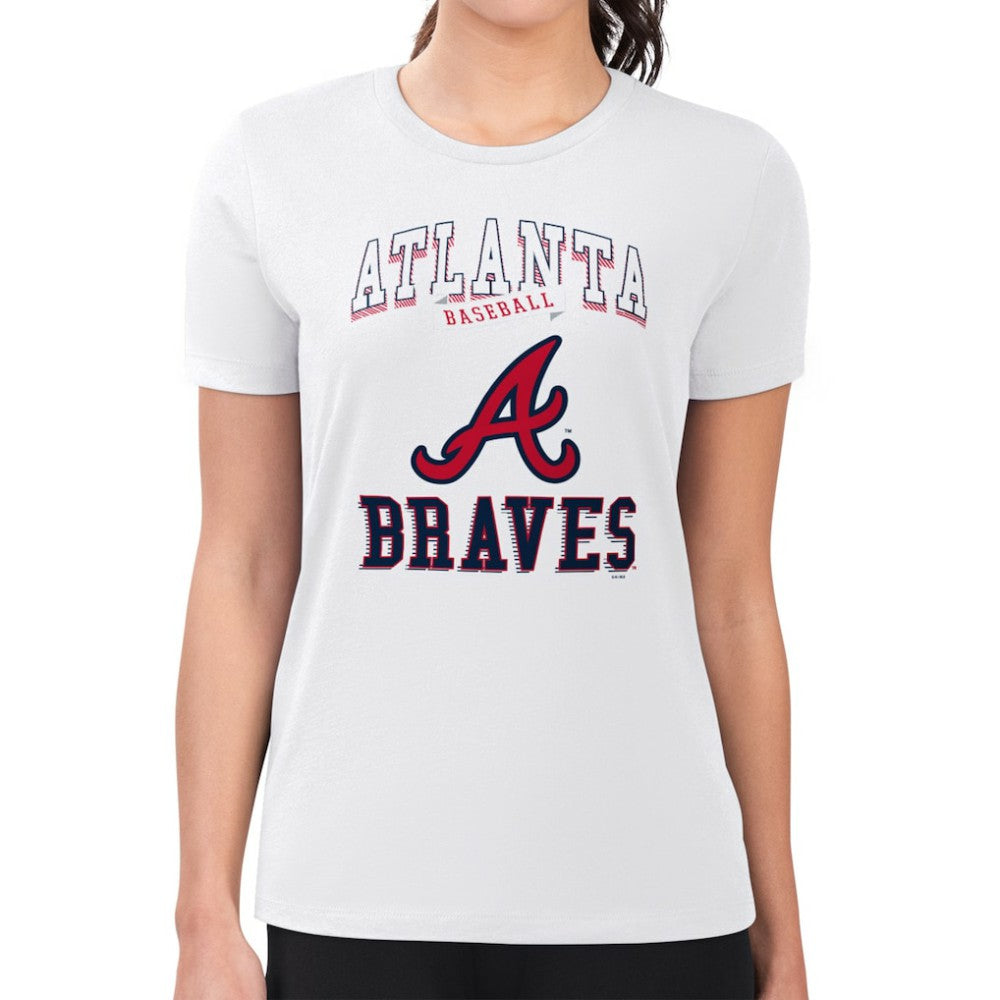White Atlanta Braves G-III 4Her by Carl Banks Women's Super-Slim Fit Lightweight Team Logo Graphic T-Shirt