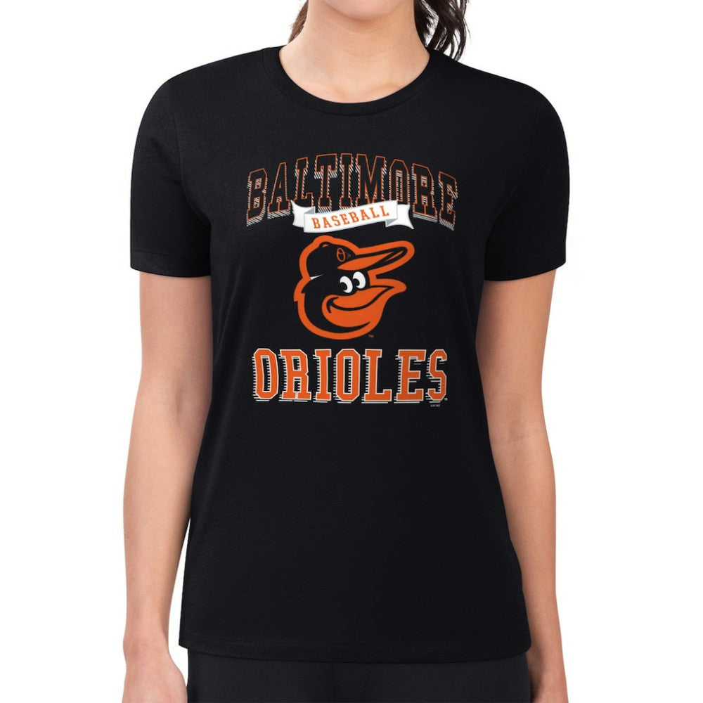 Black Baltimore Orioles G-III 4Her by Carl Banks Women's Super-Slim Fit Lightweight Team Logo Graphic T-Shirt