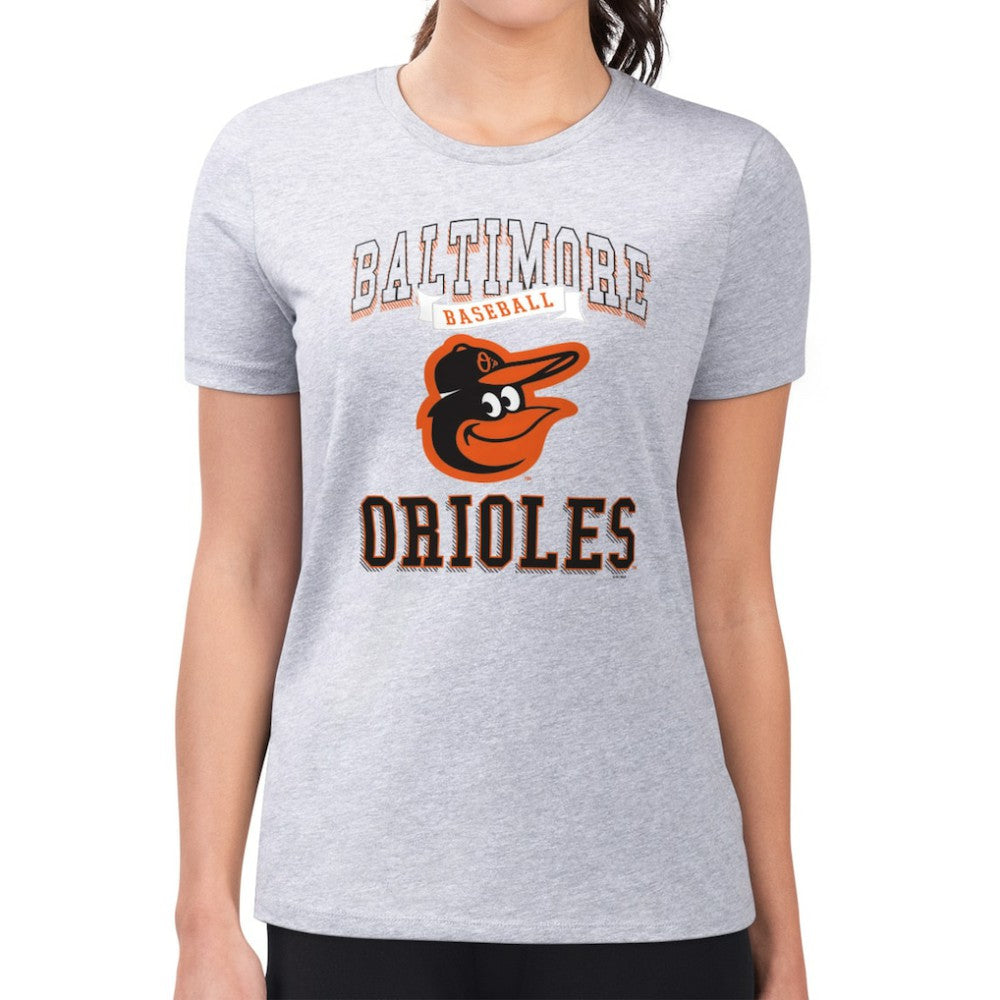 Heather Gray Baltimore Orioles G-III 4Her by Carl Banks Women's Super-Slim Fit Lightweight Team Logo Graphic T-Shirt